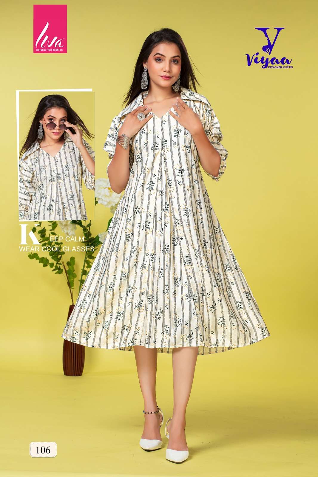 PRETTY GIRL FINEST QUALITY OF PURE REYON LIVA TAG FANCY KURTI BY VIYAA DESIGNER BRAND 1006